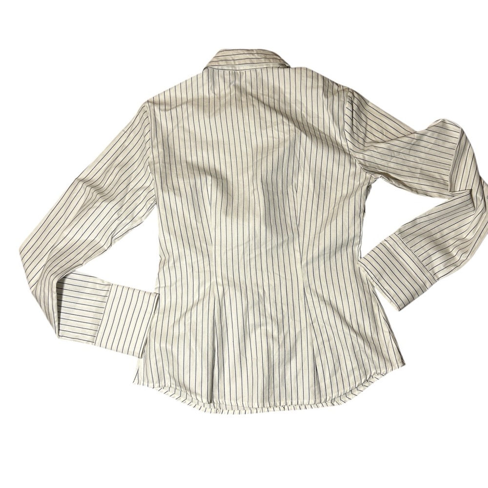 Zara Basic White Striped Button Down Shirt Size M… - image 6